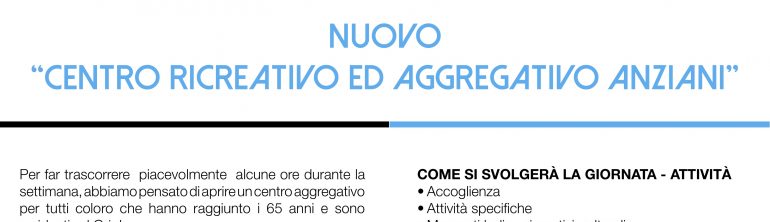 Nuovo progetto: PROGETTO ANZIANI – ORIO AL SERIO – 07/05/2015
