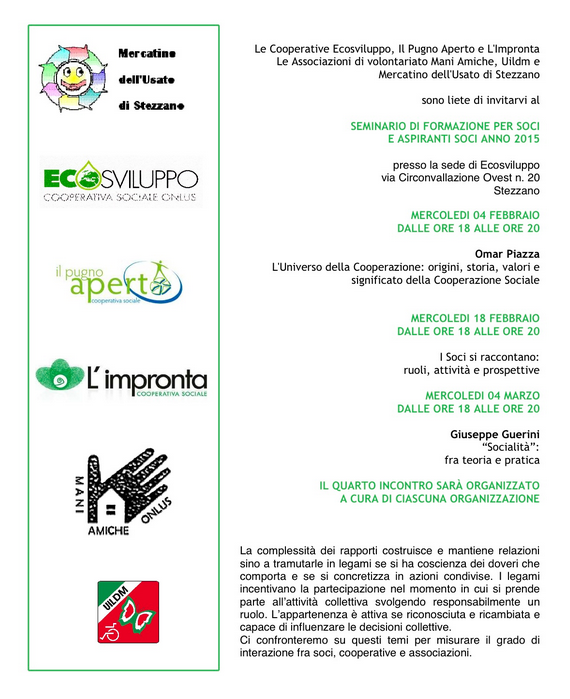 SEMINARIO DI FORMAZIONE PER SOCI E ASPIRANTI SOCI ANNO 2015 – 04/02/2015