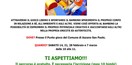 GIOCHIAMO INSIEME – corso di psicomotricità per bambini – Azzano S.P. – 14/02/2015